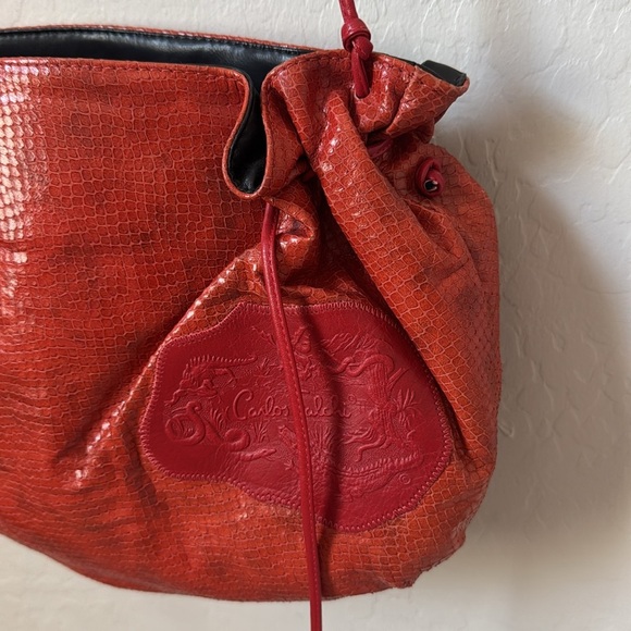 Carlos Falchi Orange Croc Crossbody Clutch - Picture 8 of 8